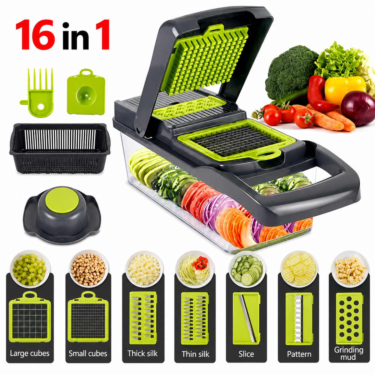 16 in 1 vegetable cutter and slicer