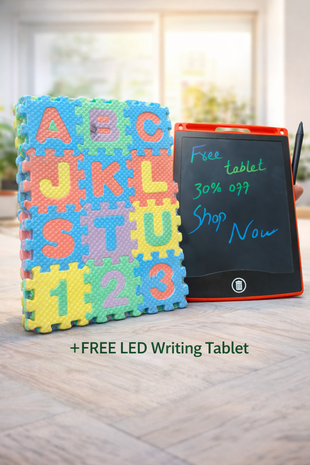 36 pieces interlocking alphabets with free writing tablet